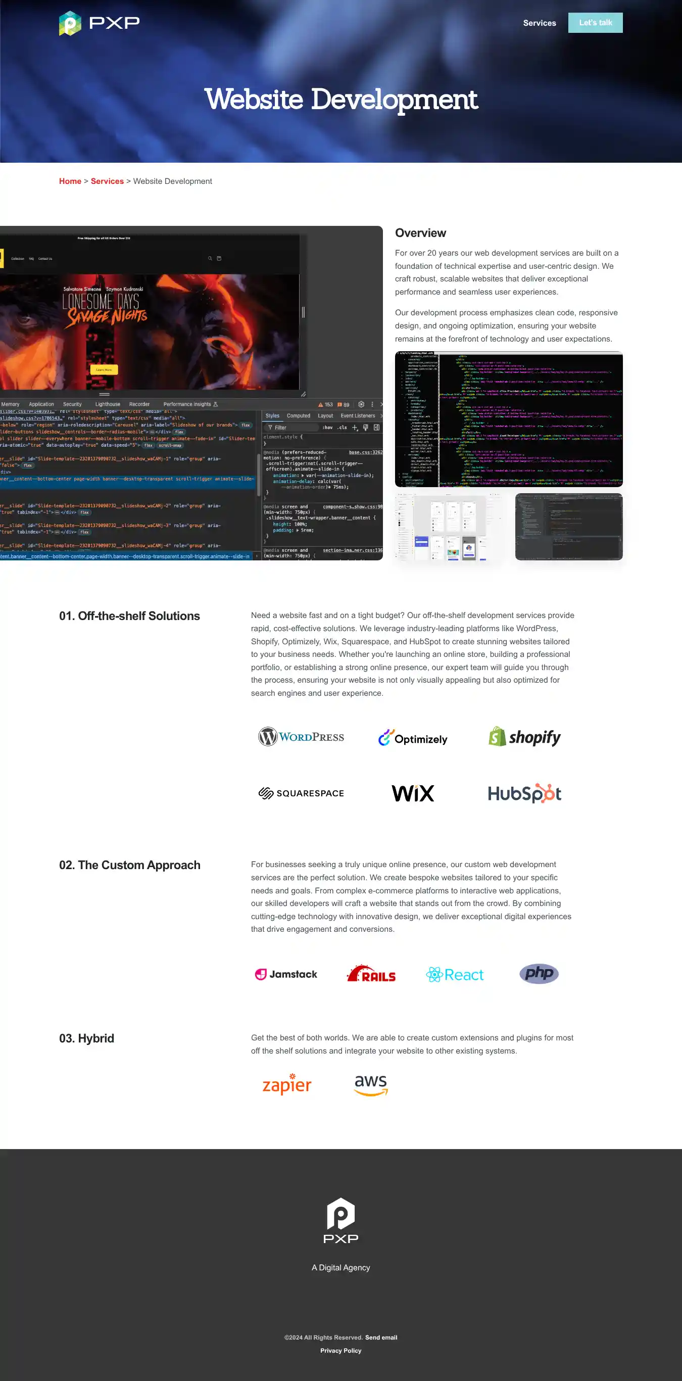 Full-page screenshot of Website Development as rendered during the desktop scan.